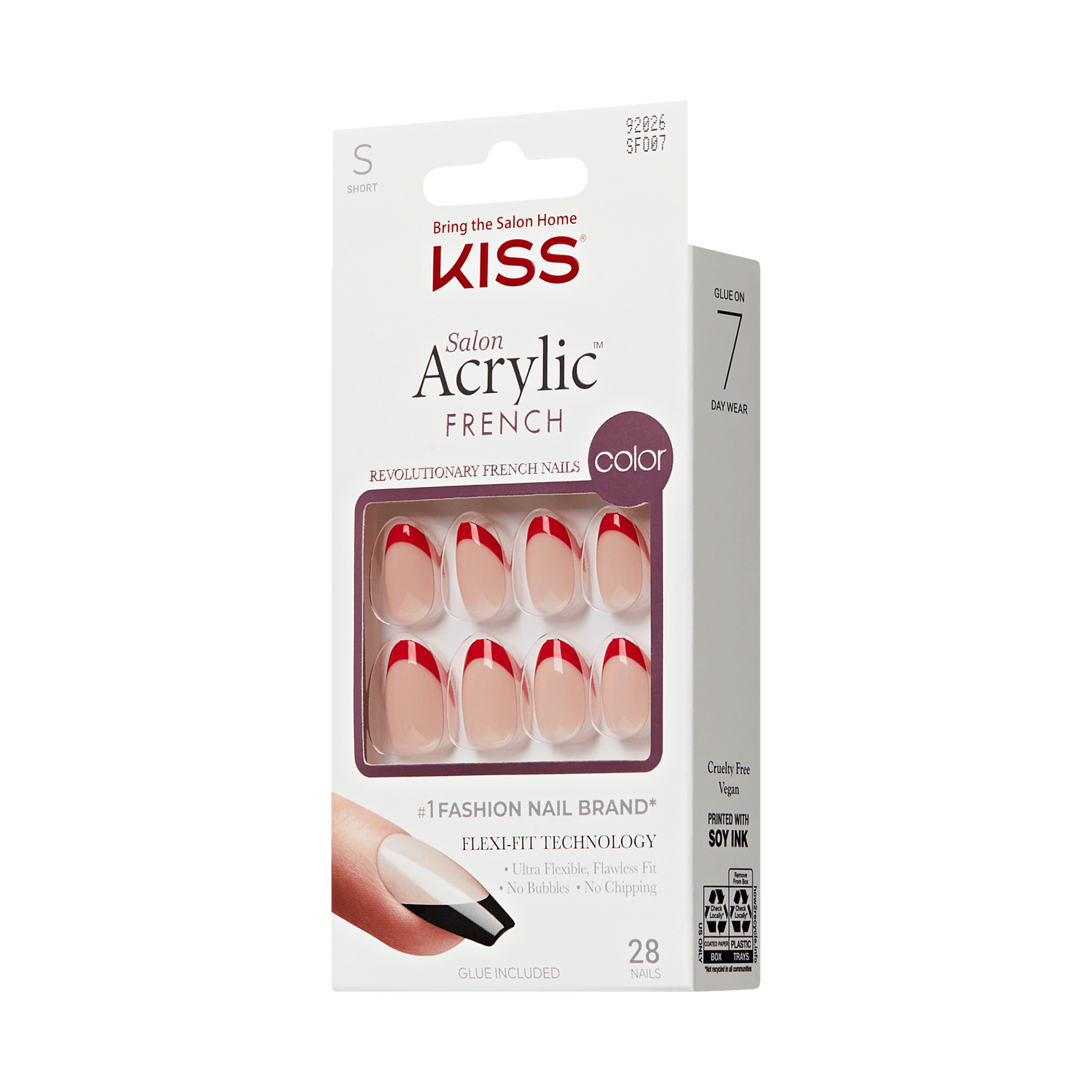 KISS Salon Acrylic French Color Press On Glue Nails - Sleek