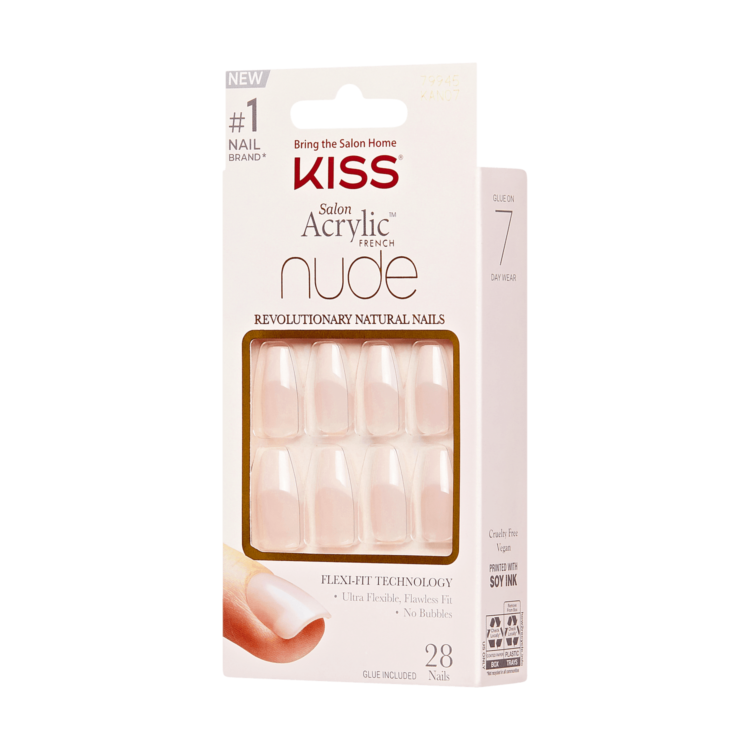 KISS Salon Acrylic French Nude Press On Glue Nails - Leilani