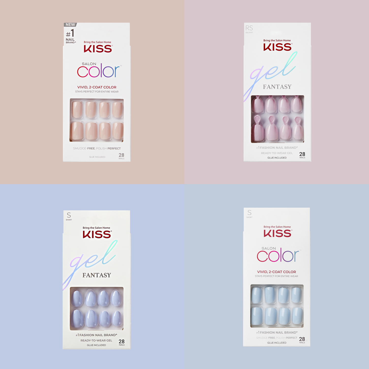 KISS Press On Glue Nails Bundle - Perfectly Pastel