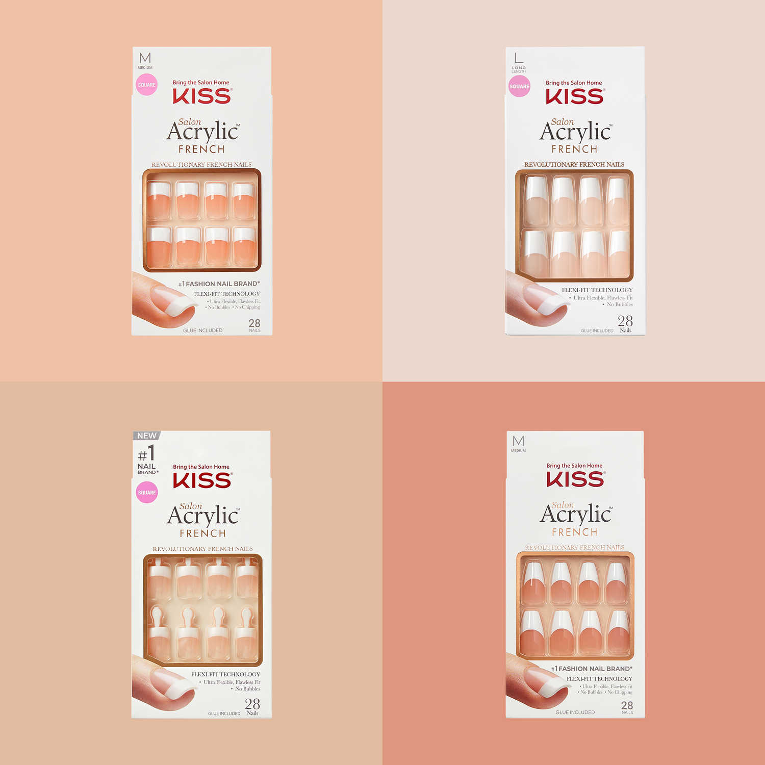 KISS Press On Glue Nails Bundle - The French KISS
