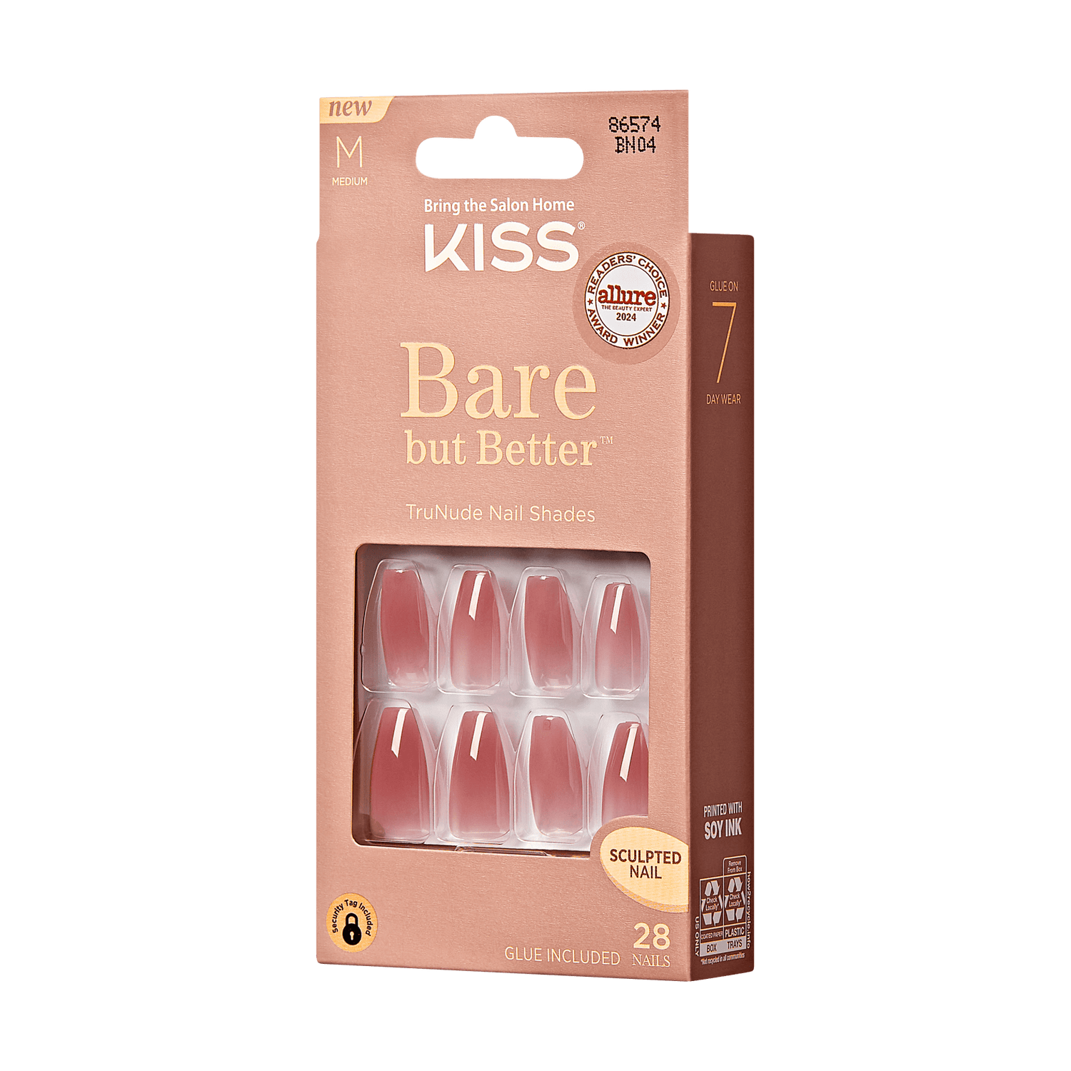 KISS Bare but Better Press On Glue Nails - Nude Nude